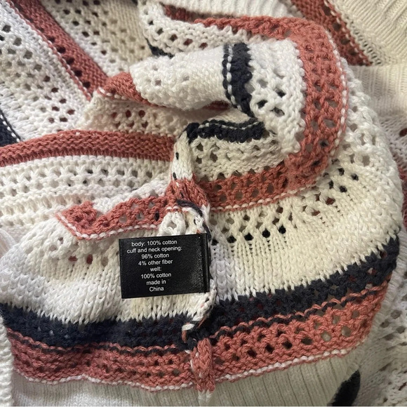 Lane Bryant White Striped Pointelle Knit Short Sleeve Sweater 4X Women’s - Picture 9 of 10